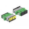 Delock LWL Kupplung mit Laserschutzklappe SC Duplex Buchse zu SC Duplex Buchse Singlemode grün
