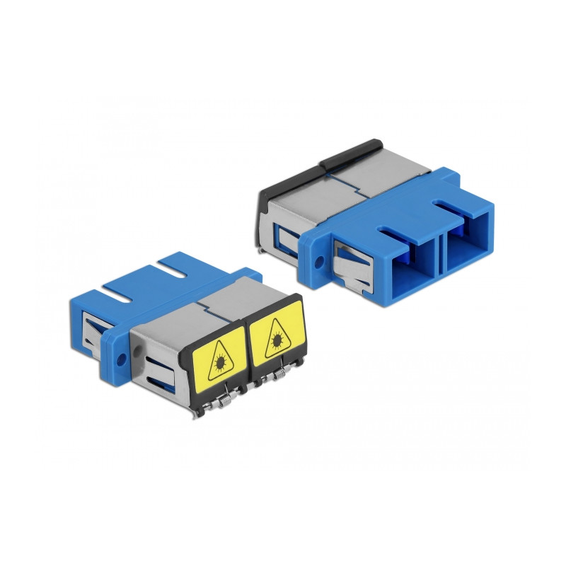 Delock LWL Kupplung mit Laserschutzklappe SC Duplex Buchse zu SC Duplex Buchse Singlemode blau