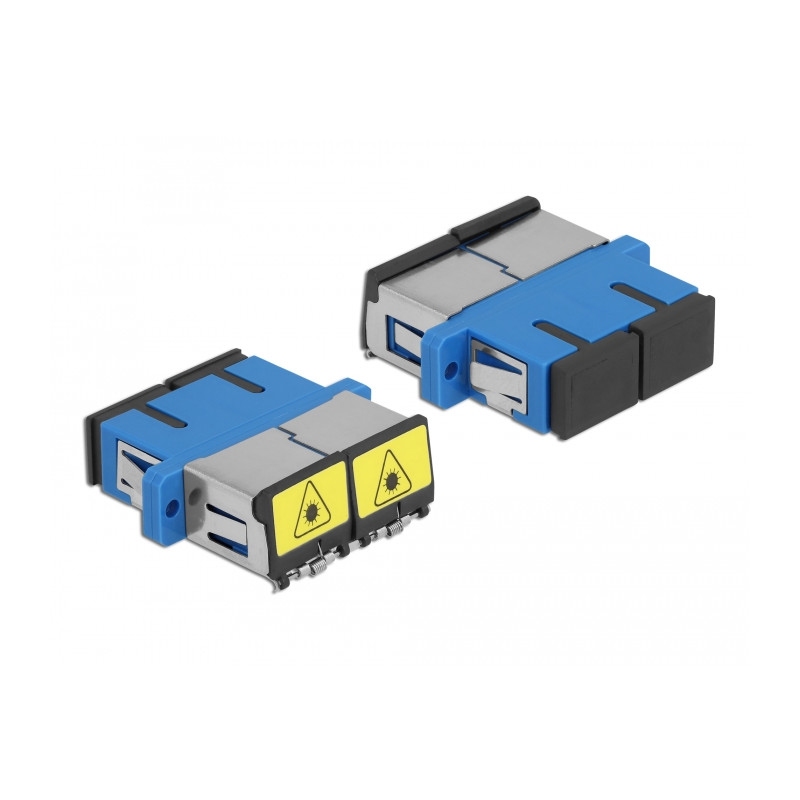 Delock LWL Kupplung mit Laserschutzklappe SC Duplex Buchse zu SC Duplex Buchse Singlemode blau