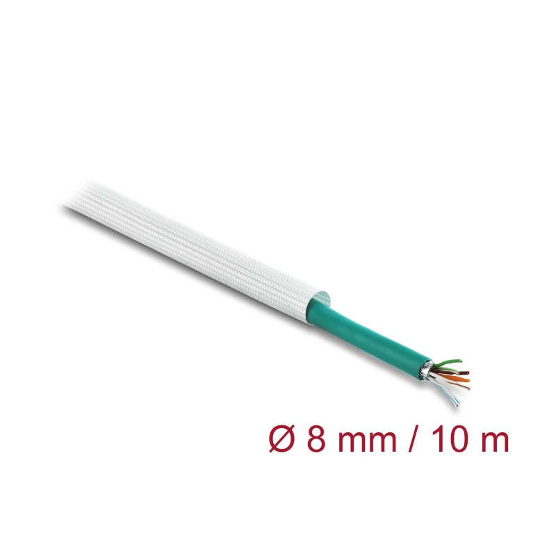 Delock Schutzschlauch Glasfasergeflecht 10 m x 8 mm weiß
