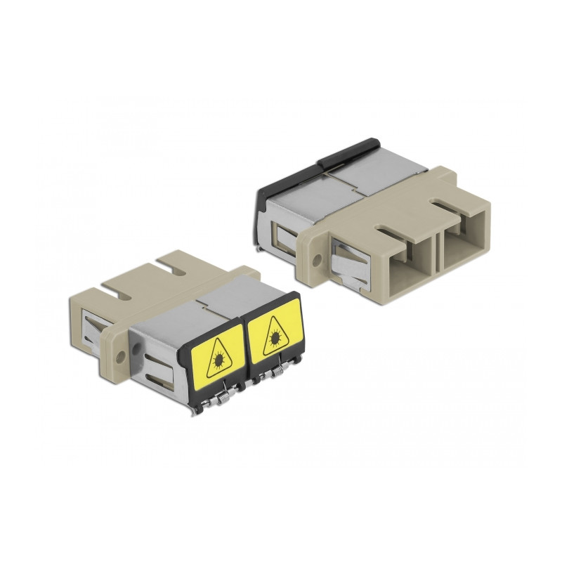 Delock LWL Kupplung mit Laserschutzklappe SC Duplex Buchse zu SC Duplex Buchse Multimode beige