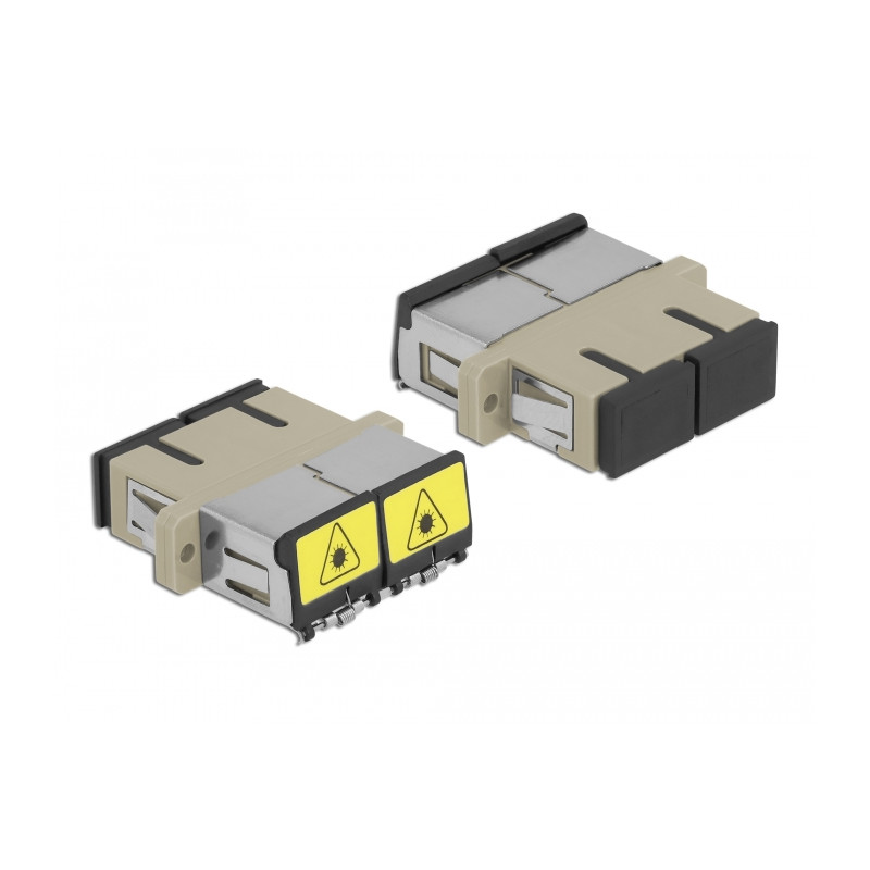 Delock LWL Kupplung mit Laserschutzklappe SC Duplex Buchse zu SC Duplex Buchse Multimode beige