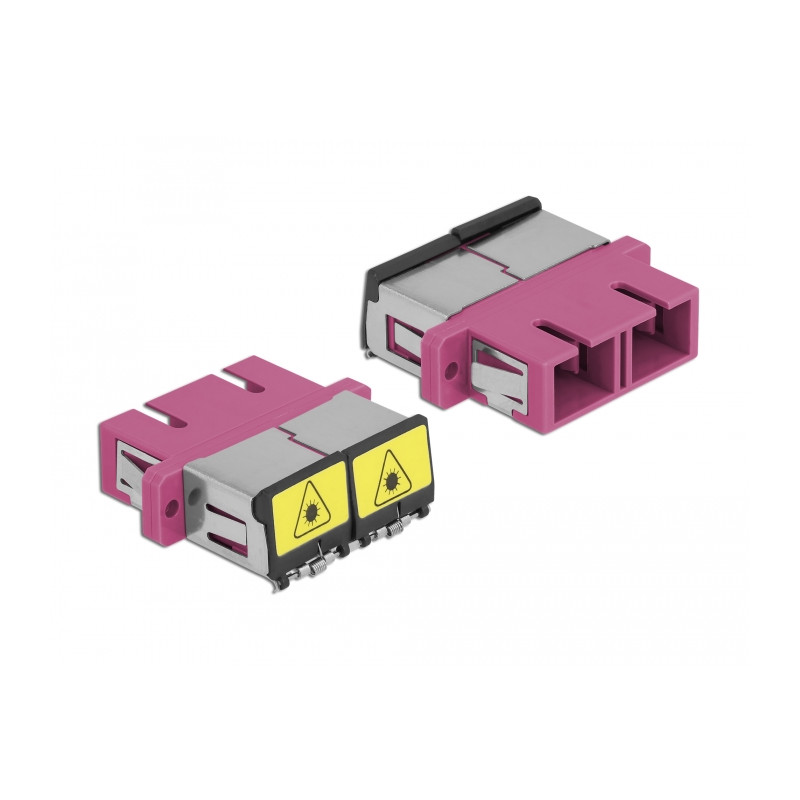 Delock LWL Kupplung mit Laserschutzklappe SC Duplex Buchse zu SC Duplex Buchse Multimode violett