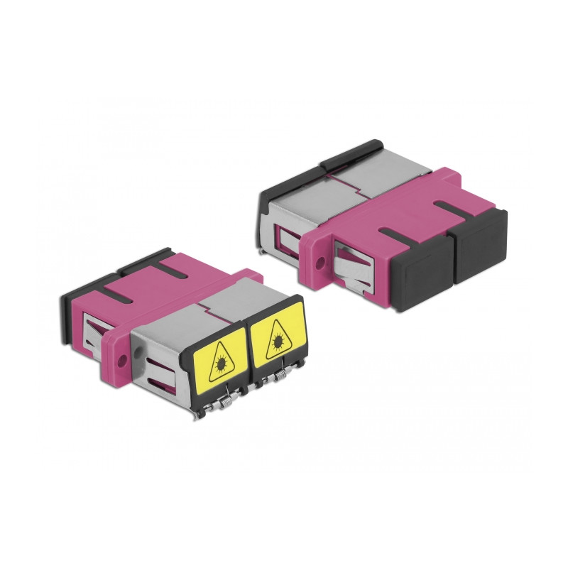 Delock LWL Kupplung mit Laserschutzklappe SC Duplex Buchse zu SC Duplex Buchse Multimode violett