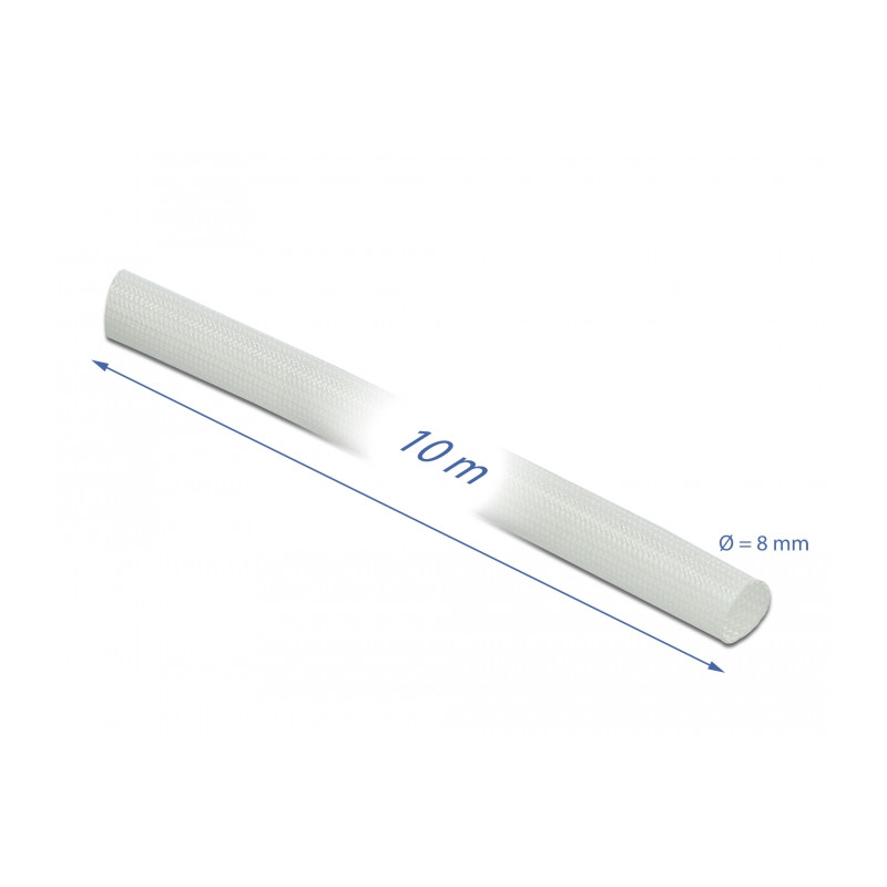 Delock Schutzschlauch Glasfasergeflecht 10 m x 8 mm weiß