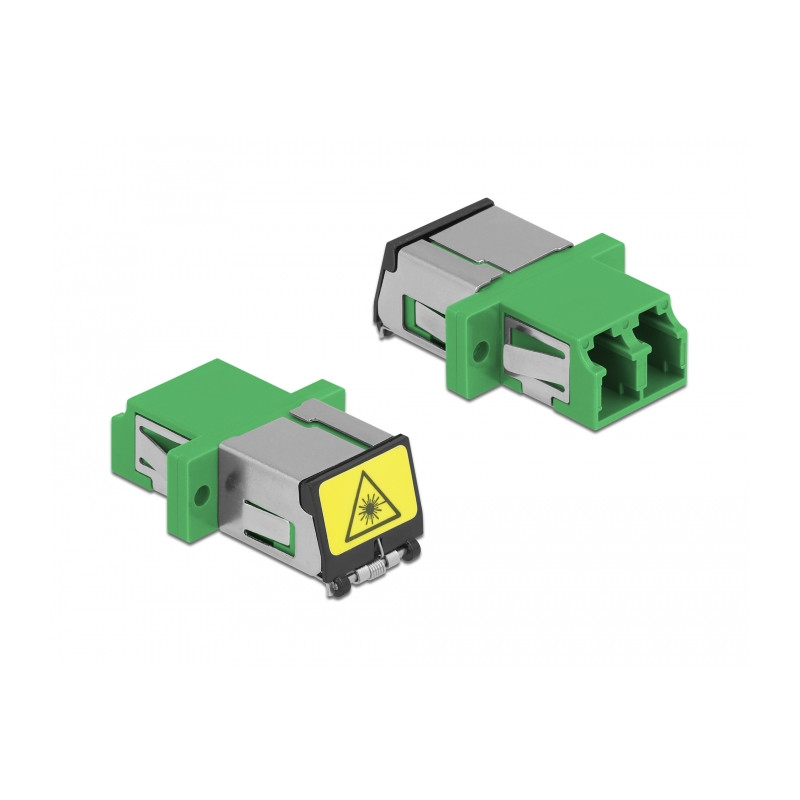 Delock LWL Kupplung mit Laserschutzklappe LC Duplex Buchse zu LC Duplex Buchse Singlemode grün