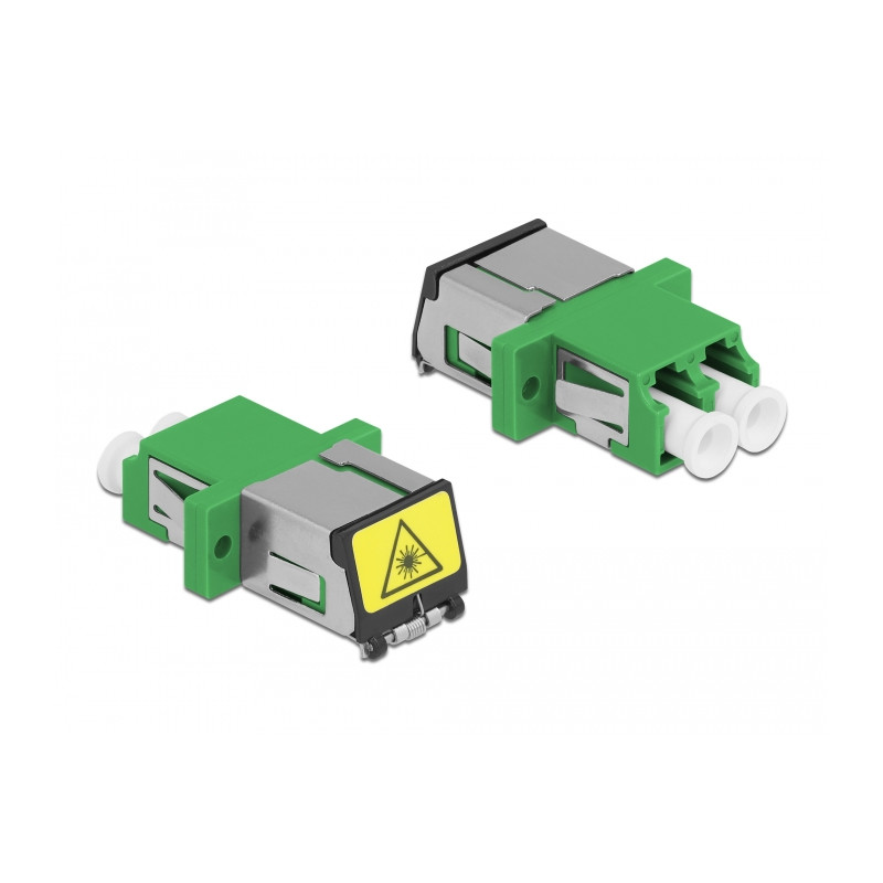 Delock LWL Kupplung mit Laserschutzklappe LC Duplex Buchse zu LC Duplex Buchse Singlemode grün