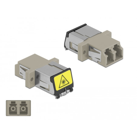 Delock LWL Kupplung mit Laserschutzklappe LC Duplex Buchse zu LC Duplex Buchse Multimode beige