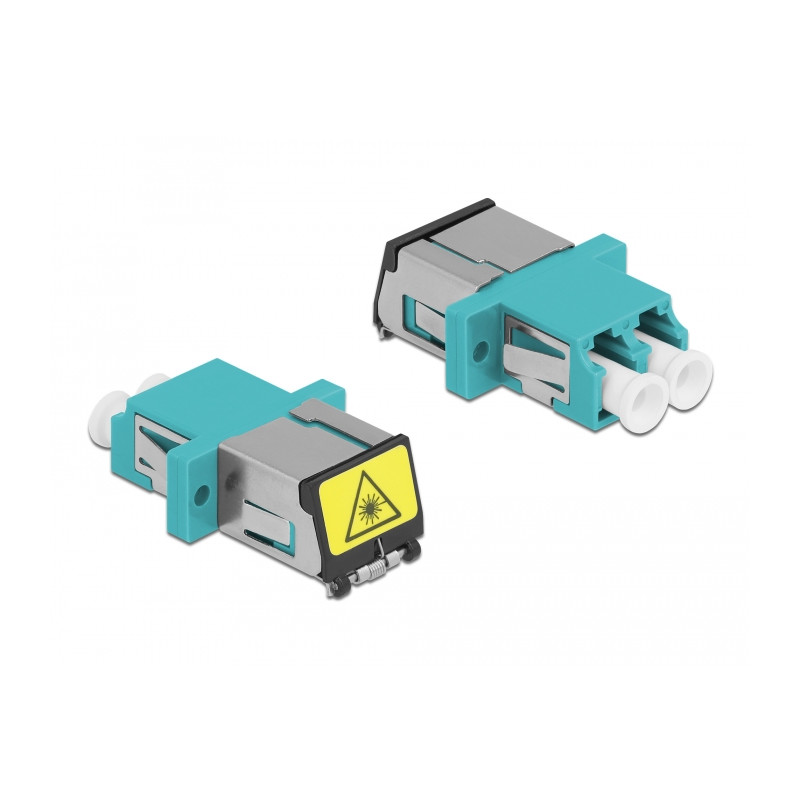 Delock LWL Kupplung mit Laserschutzklappe LC Duplex Buchse zu LC Duplex Buchse Multimode aqua