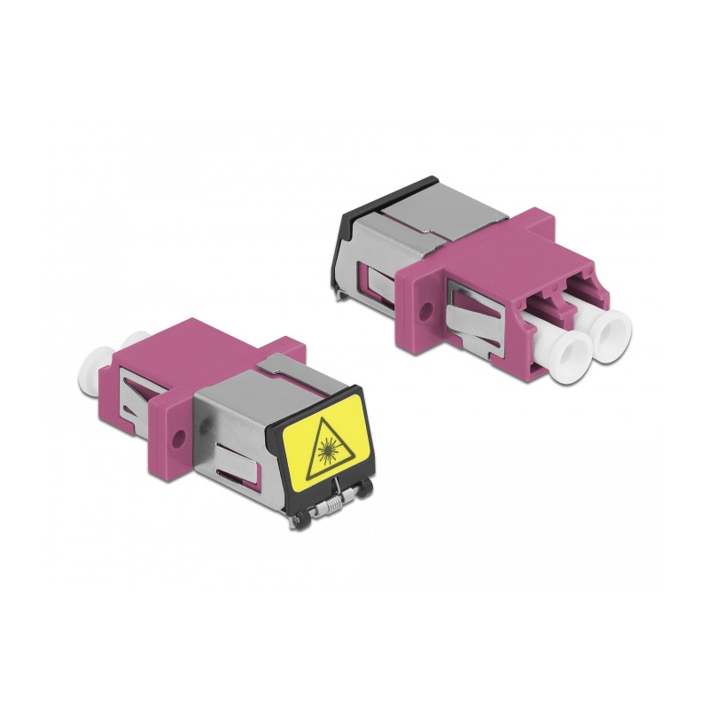 Delock LWL Kupplung mit Laserschutzklappe LC Duplex Buchse zu LC Duplex Buchse Multimode violett