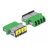 Delock LWL Kupplung mit Laserschutzklappe LC Quad Buchse zu LC Quad Buchse Singlemode grün