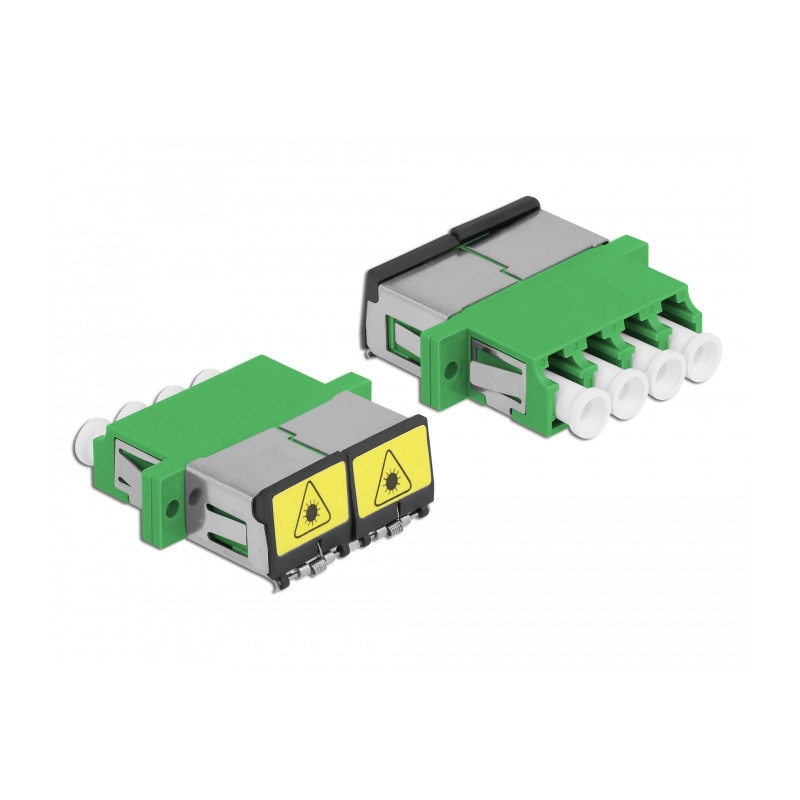 Delock LWL Kupplung mit Laserschutzklappe LC Quad Buchse zu LC Quad Buchse Singlemode grün