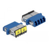 Delock LWL Kupplung mit Laserschutzklappe LC Quad Buchse zu LC Quad Buchse Singlemode blau