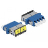 Delock LWL Kupplung mit Laserschutzklappe LC Quad Buchse zu LC Quad Buchse Singlemode blau