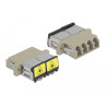 Delock LWL Kupplung mit Laserschutzklappe LC Quad Buchse zu LC Quad Buchse Multimode beige