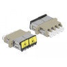 Delock LWL Kupplung mit Laserschutzklappe LC Quad Buchse zu LC Quad Buchse Multimode beige