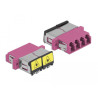 Delock LWL Kupplung mit Laserschutzklappe LC Quad Buchse zu LC Quad Buchse Multimode violett