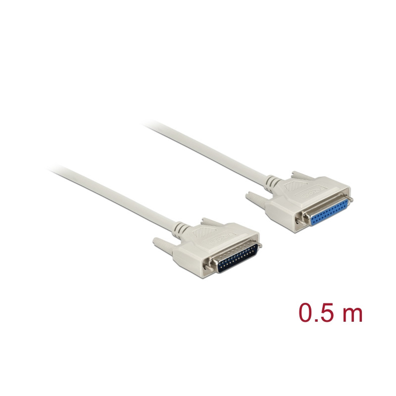 Delock Serielles Kabel D-Sub 25 Stecker zu Buchse 0,5 m