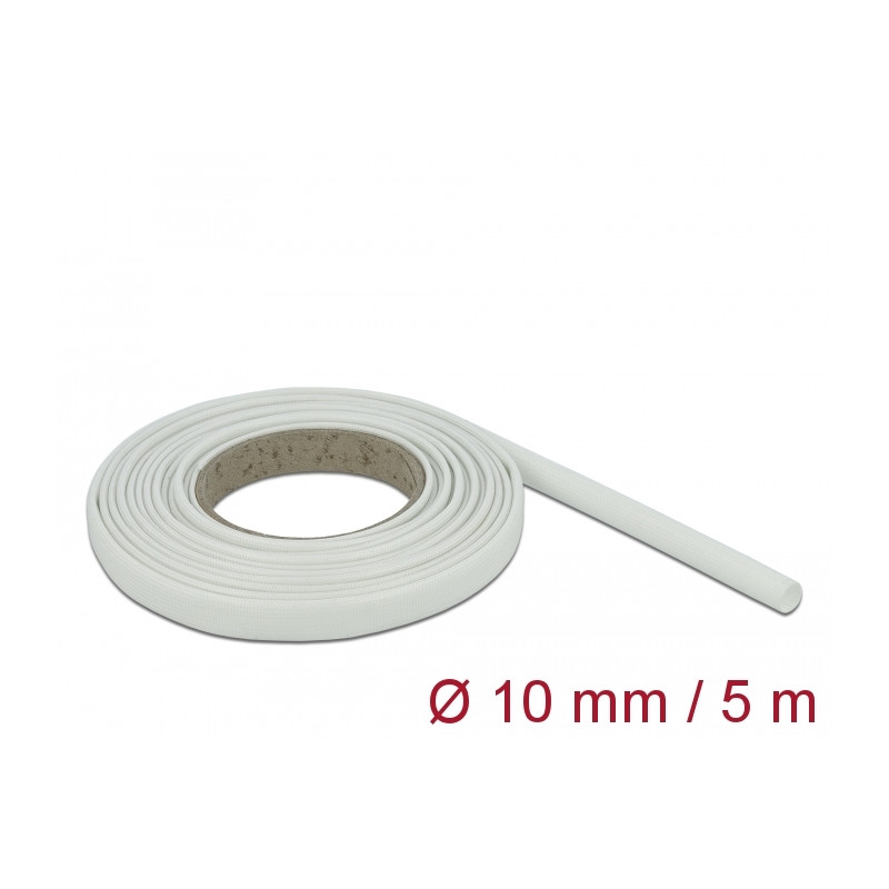 Delock Schutzschlauch Glasfasergeflecht 5 m x 10 mm weiß
