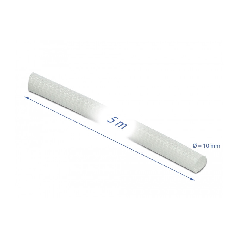 Delock Schutzschlauch Glasfasergeflecht 5 m x 10 mm weiß