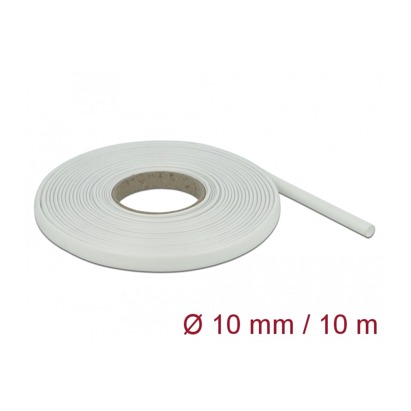 Delock Schutzschlauch Glasfasergeflecht 10 m x 10 mm weiß