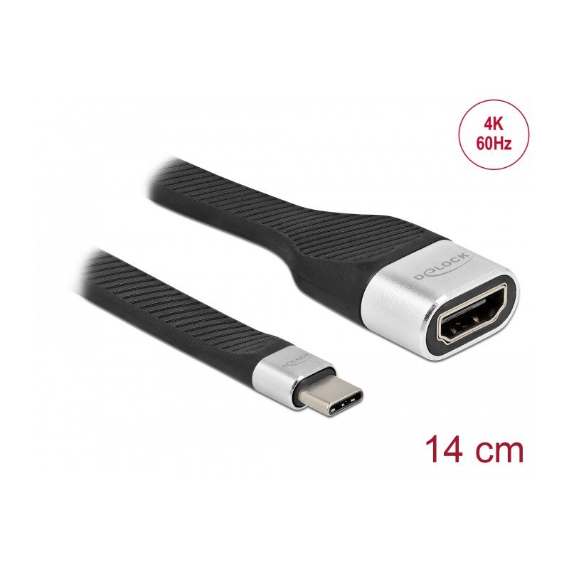 Delock FPC Flachbandkabel USB Type-C™ zu HDMI (DP Alt Mode) 4K 60 Hz 14 cm