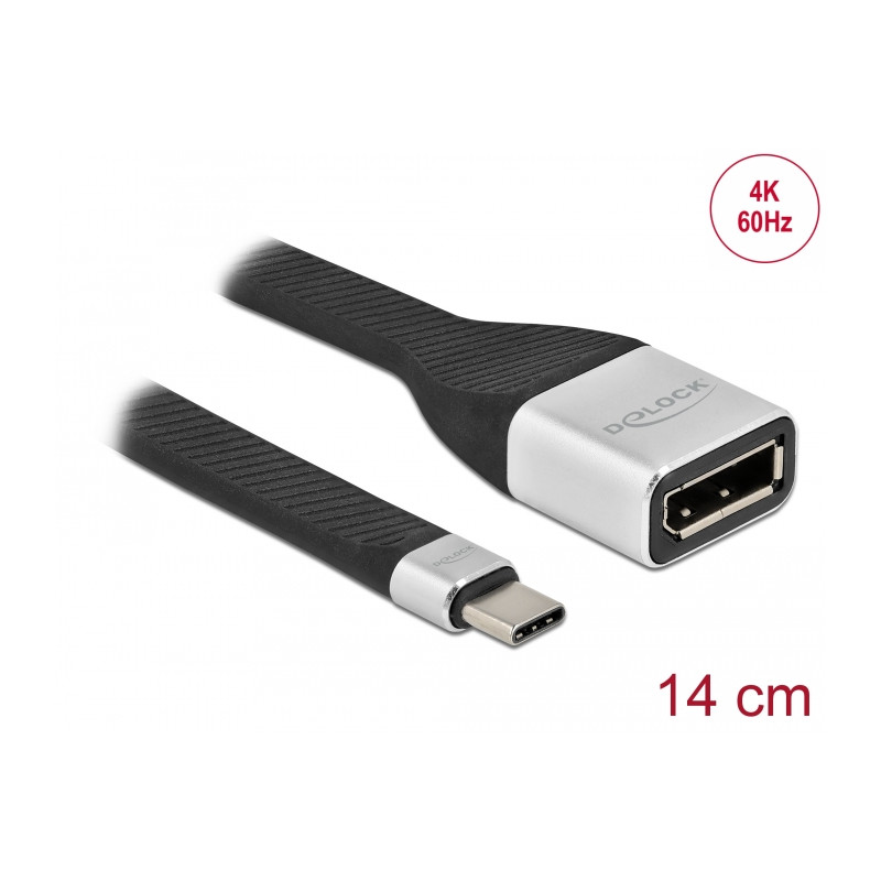 Delock FPC Flachbandkabel USB Type-C™ zu DisplayPort (DP Alt Mode) 4K 60 Hz 14 cm