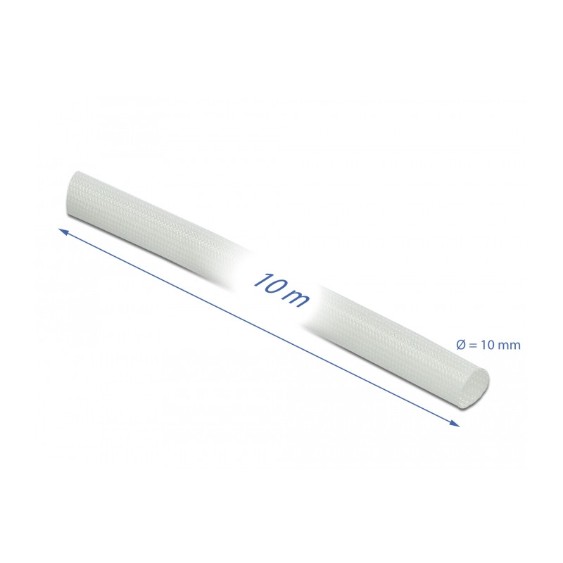 Delock Schutzschlauch Glasfasergeflecht 10 m x 10 mm weiß