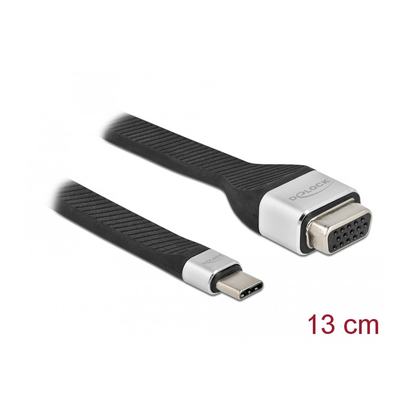 Delock FPC Flachbandkabel USB Type-C™ zu VGA (DP Alt Mode) 13 cm