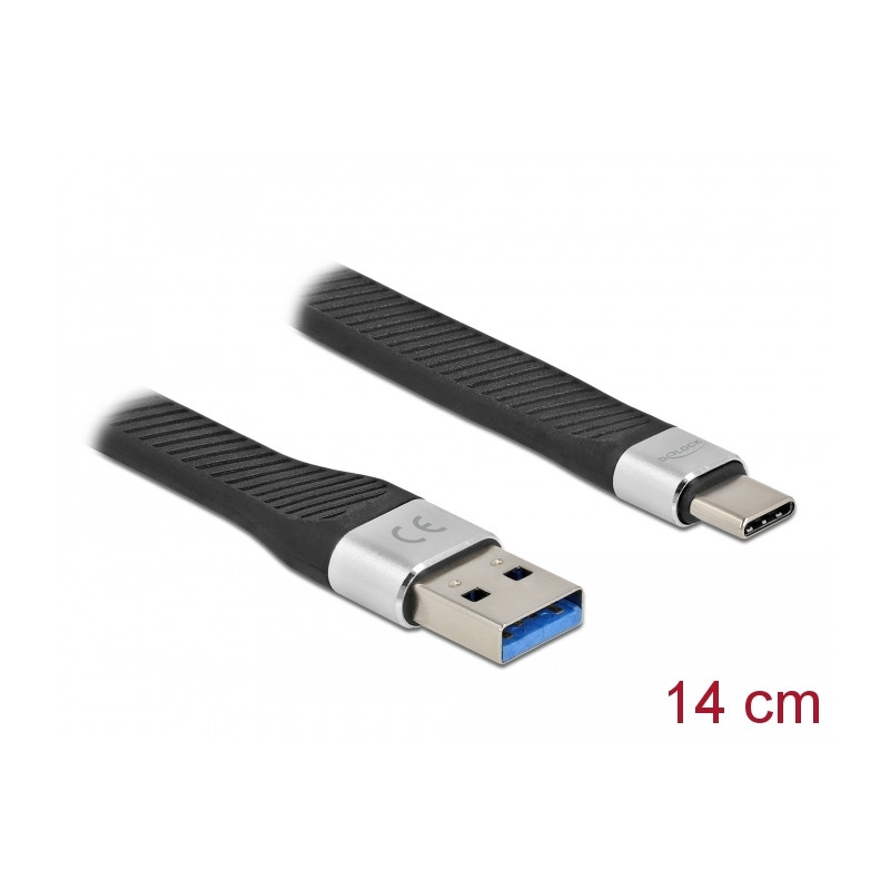 Delock USB 5 Gbps FPC Flachbandkabel USB Typ-A zu USB Type-C™ 14 cm PD 3 A