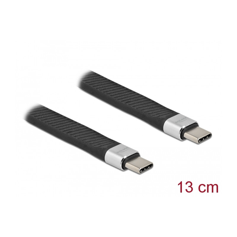 Delock USB 10 Gbps FPC Flachbandkabel USB Type-C™ zu USB Type-C™ 13 cm PD 5 A E-Marker