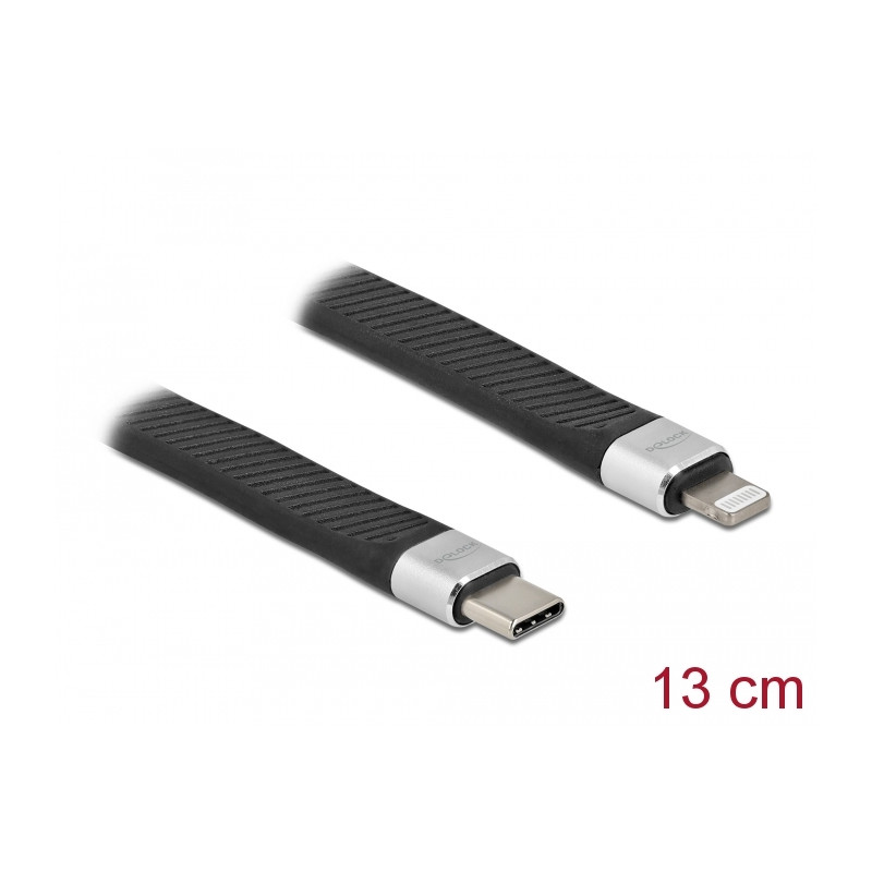 Delock FPC Flachbandkabel USB Type-C™ zu Lightning™ für iPhone™, iPad™ und iPod™ 13 cm