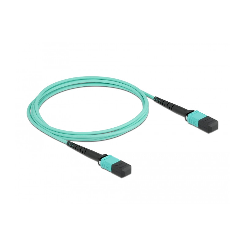 Delock LWL Kabel MPO Buchse zu MPO Buchse 12 Fasern, Polarität A, Multimode OM4, 50/125 µm, 2 m