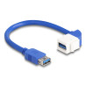 Delock Keystone Modul Kabel USB 5 Gbps Typ-A Buchse zu USB Typ-A Buchse 90° gewinkelt 20 cm blau