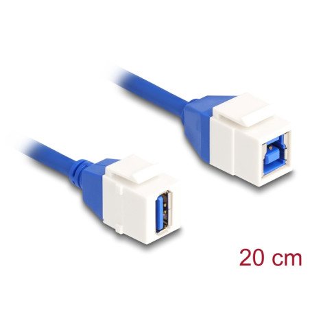 Delock Keystone Modul Kabel USB 5 Gbps Typ-A Buchse zu USB Typ-B Buchse 20 cm blau