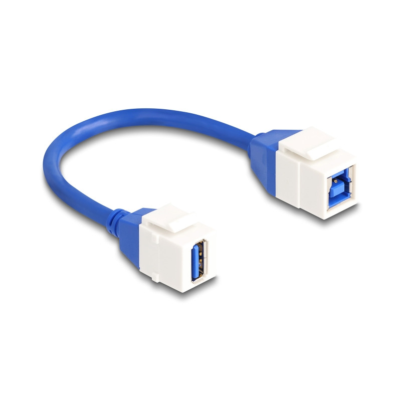 Delock Keystone Modul Kabel USB 5 Gbps Typ-A Buchse zu USB Typ-B Buchse 20 cm blau