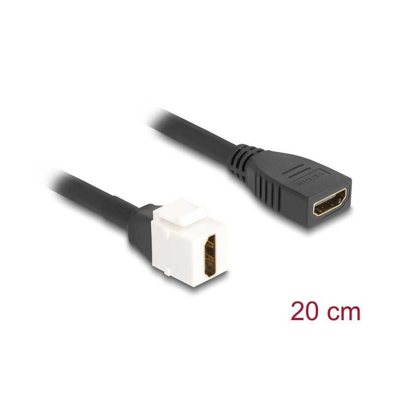 Delock Keystone Modul Kabel HDMI Buchse zu Buchse 8K 60 Hz 20 cm schwarz