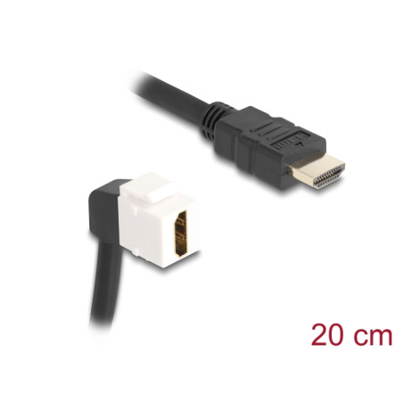 Delock Keystone Modul Kabel HDMI Stecker zu Buchse 90° gewinkelt 8K 60 Hz 20 cm schwarz