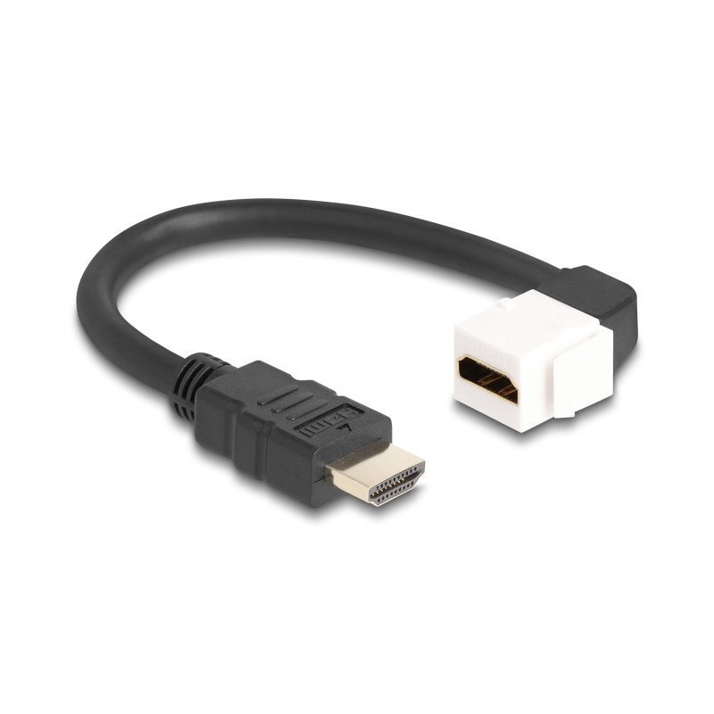 Delock Keystone Modul Kabel HDMI Stecker zu Buchse 90° gewinkelt 8K 60 Hz 20 cm schwarz