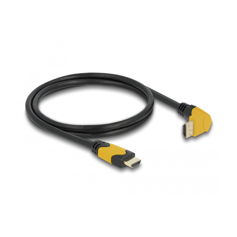 Delock High Speed HDMI Kabel Stecker gerade zu Stecker 90° oben gewinkelt 48 Gbps 8K 60 Hz 1 m