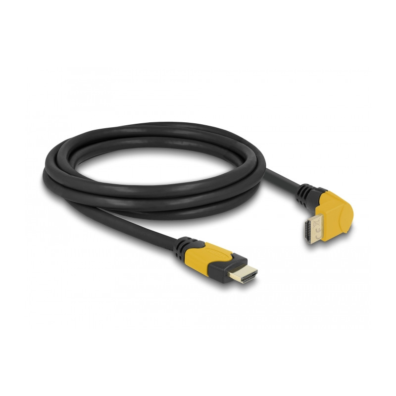 Delock High Speed HDMI Kabel Stecker gerade zu Stecker 90° oben gewinkelt 48 Gbps 8K 60 Hz 2 m