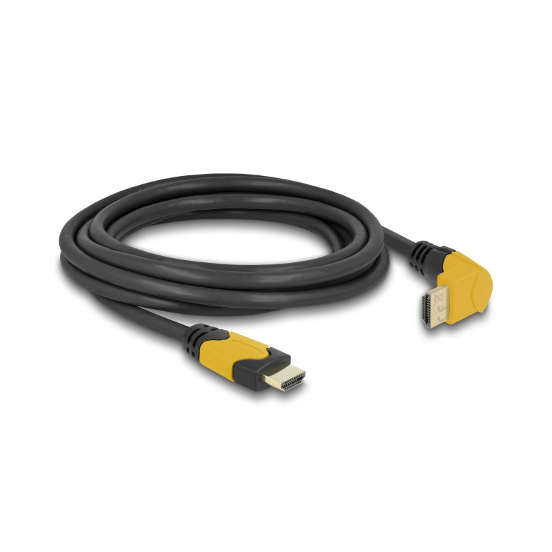 Delock High Speed HDMI Kabel Stecker gerade zu Stecker 90° oben gewinkelt 48 Gbps 8K 60 Hz 3 m