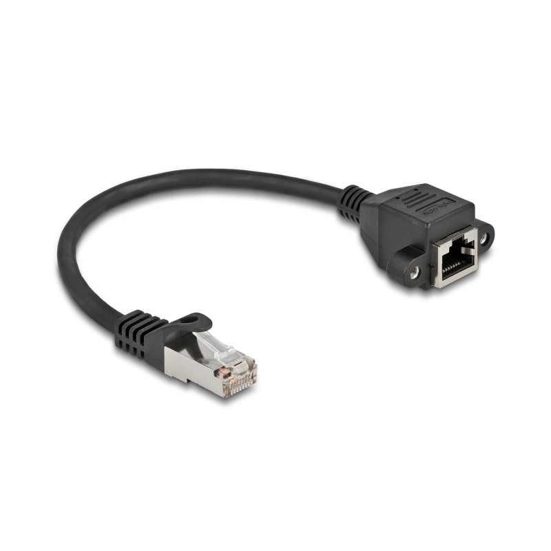 Delock Netzwerk Verlängerungskabel S/FTP RJ45 Stecker zu RJ45 Buchse Cat.6A 25 cm schwarz