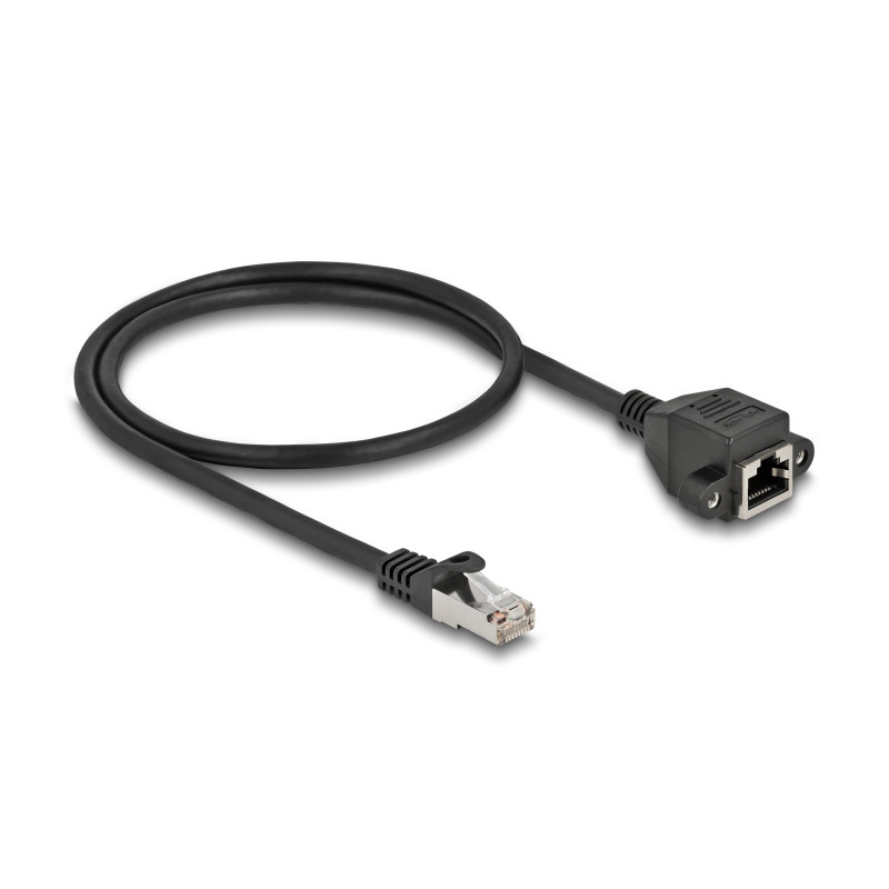 Delock Netzwerk Verlängerungskabel S/FTP RJ45 Stecker zu RJ45 Buchse Cat.6A 50 cm schwarz