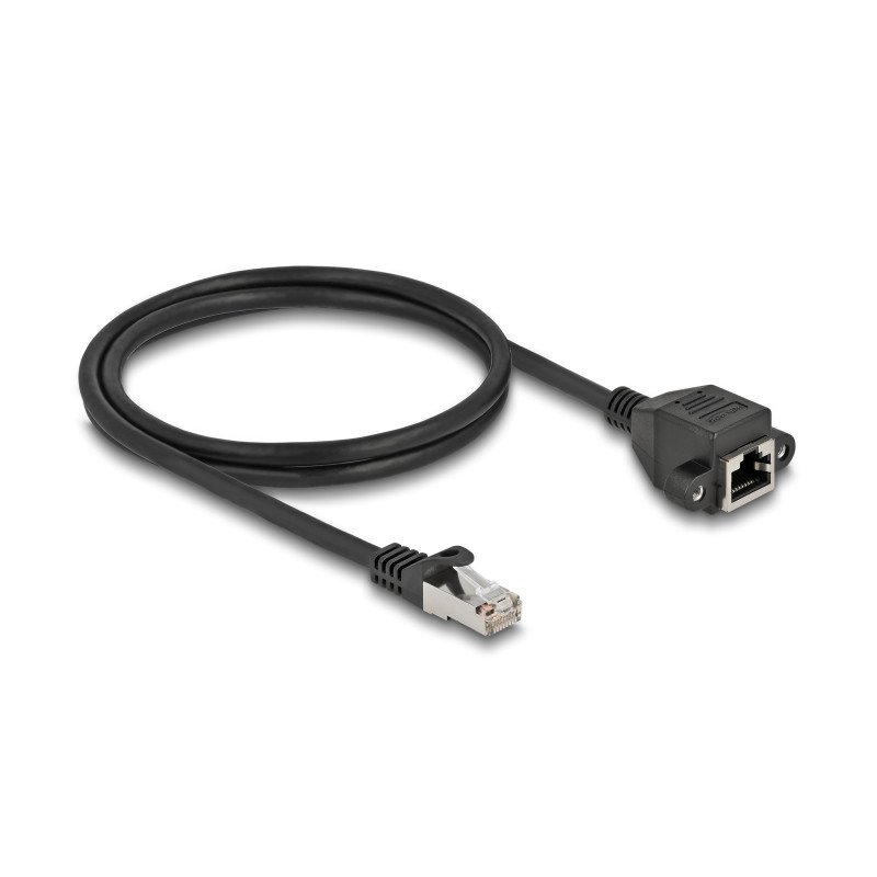 Delock Netzwerk Verlängerungskabel S/FTP RJ45 Stecker zu RJ45 Buchse Cat.6A 1 m schwarz
