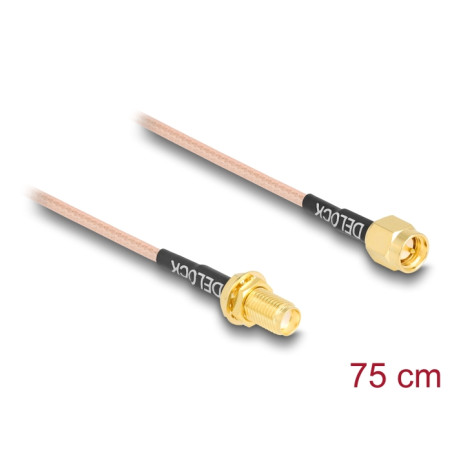 Delock Antennenkabel SMA Stecker zu SMA Buchse zum Einbau RG-316 75 cm