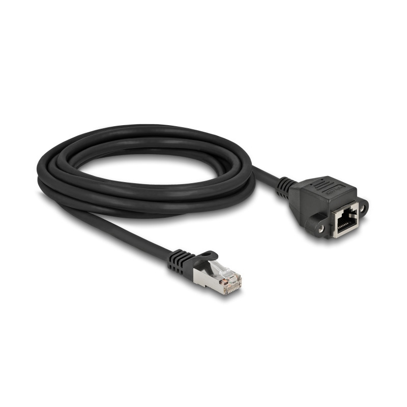 Delock Netzwerk Verlängerungskabel S/FTP RJ45 Stecker zu RJ45 Buchse Cat.6A 3 m schwarz