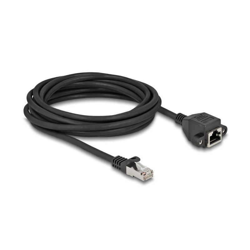 Delock Netzwerk Verlängerungskabel S/FTP RJ45 Stecker zu RJ45 Buchse Cat.6A 5 m schwarz