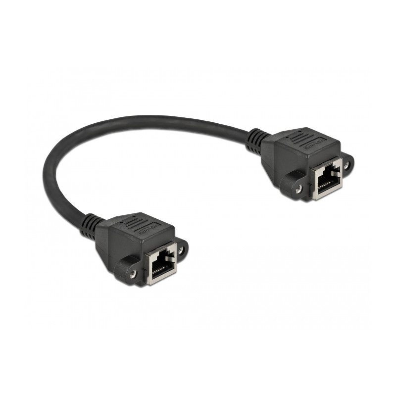 Delock Netzwerk Verlängerungskabel S/FTP RJ45 Buchse zu RJ45 Buchse Cat.6A 25 cm schwarz