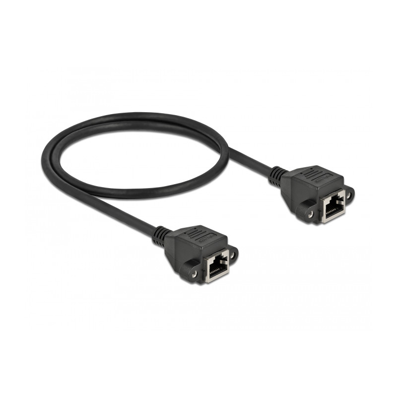 Delock Netzwerk Verlängerungskabel S/FTP RJ45 Buchse zu RJ45 Buchse Cat.6A 50 cm schwarz